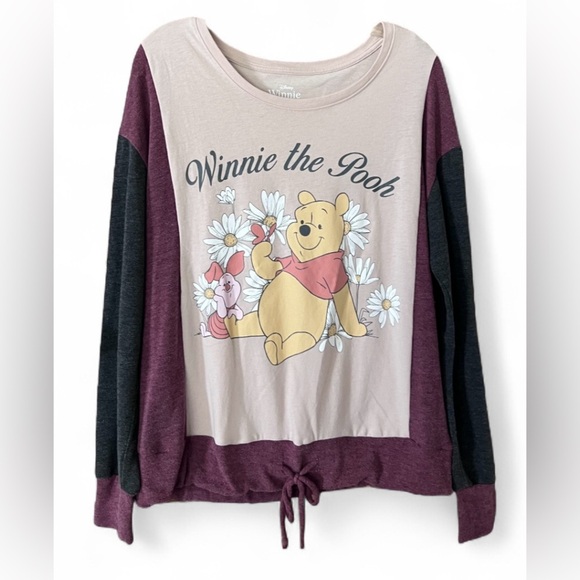 Disney Tops - Upcycled Disney Winnie the Pooh Cream, Gray, Maroon Top w tie/ M/L